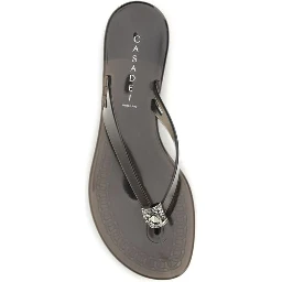 Black Polyurethane Sandals