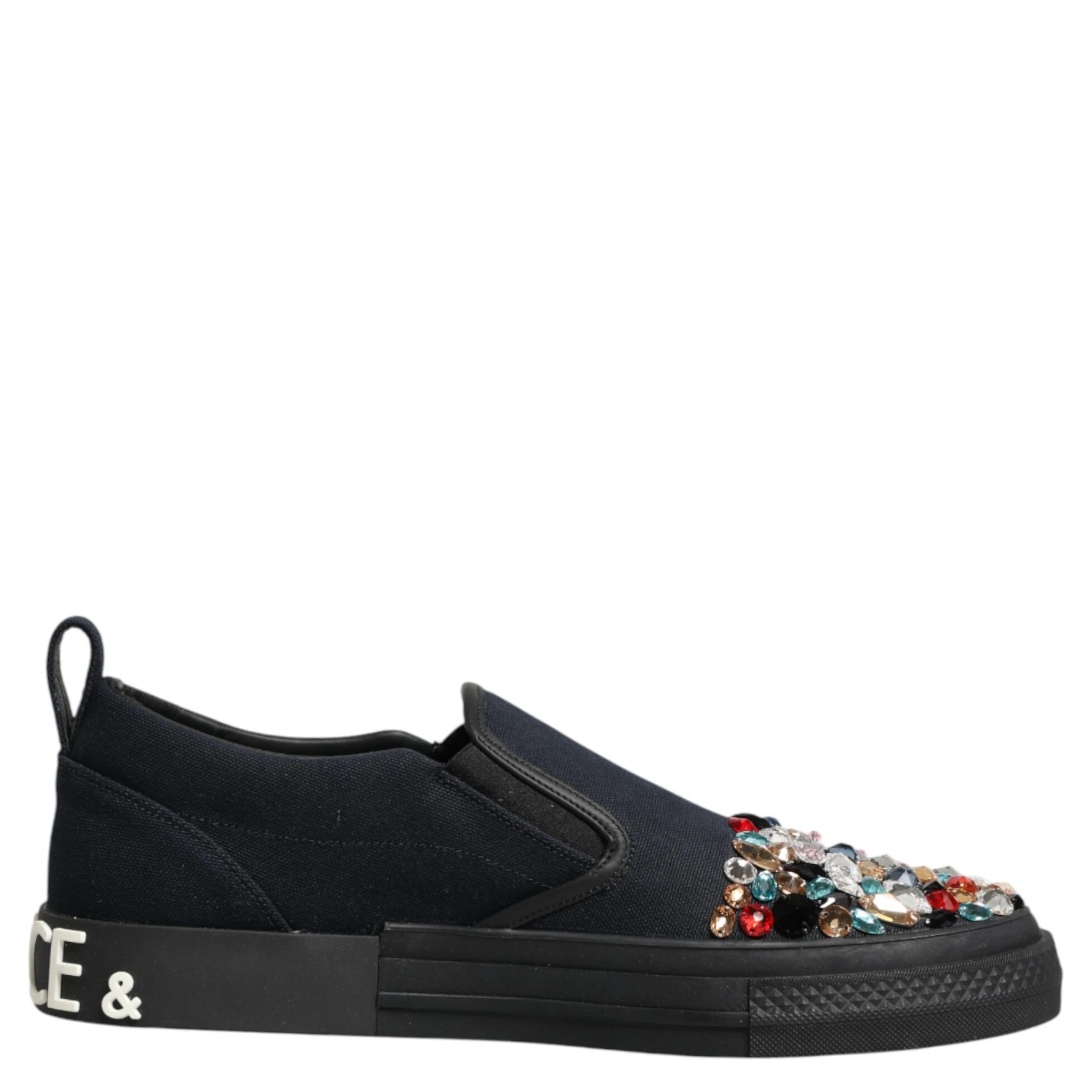 Blue Canvas Embellished Slip On Men Sneakers Shoes