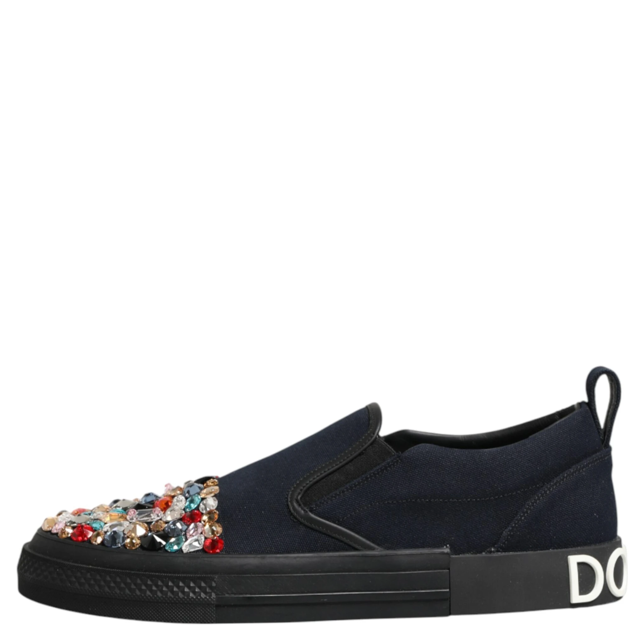 Blue Canvas Embellished Slip On Men Sneakers Shoes