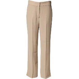 Beige High Waist Straight Chino Trouser Pants