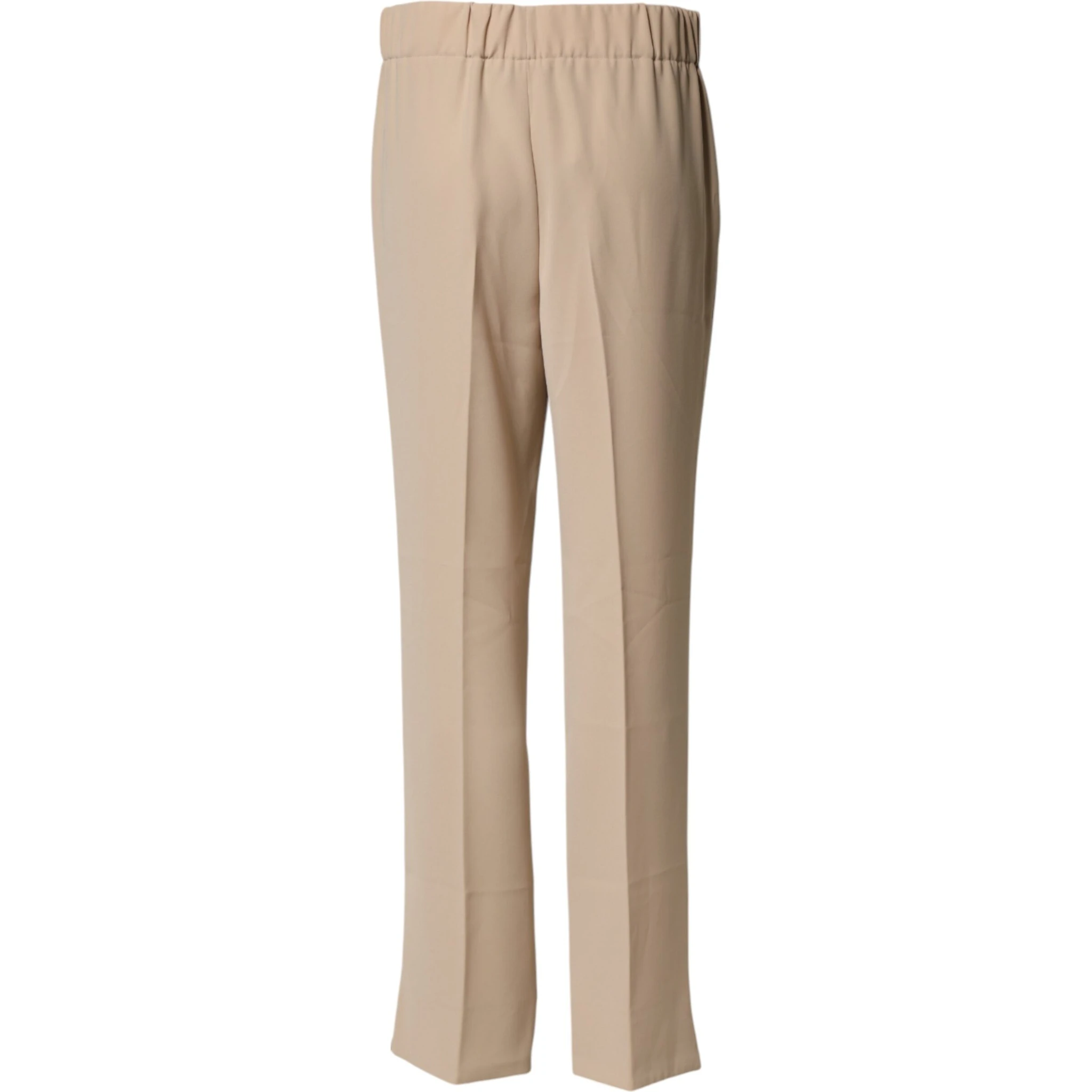 Beige High Waist Straight Chino Trouser Pants