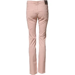 Light Pink Cotton Mid Waist Skinny Fit Denim Jeans