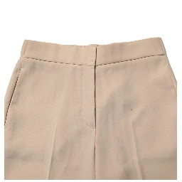 Beige High Waist Straight Chino Trouser Pants