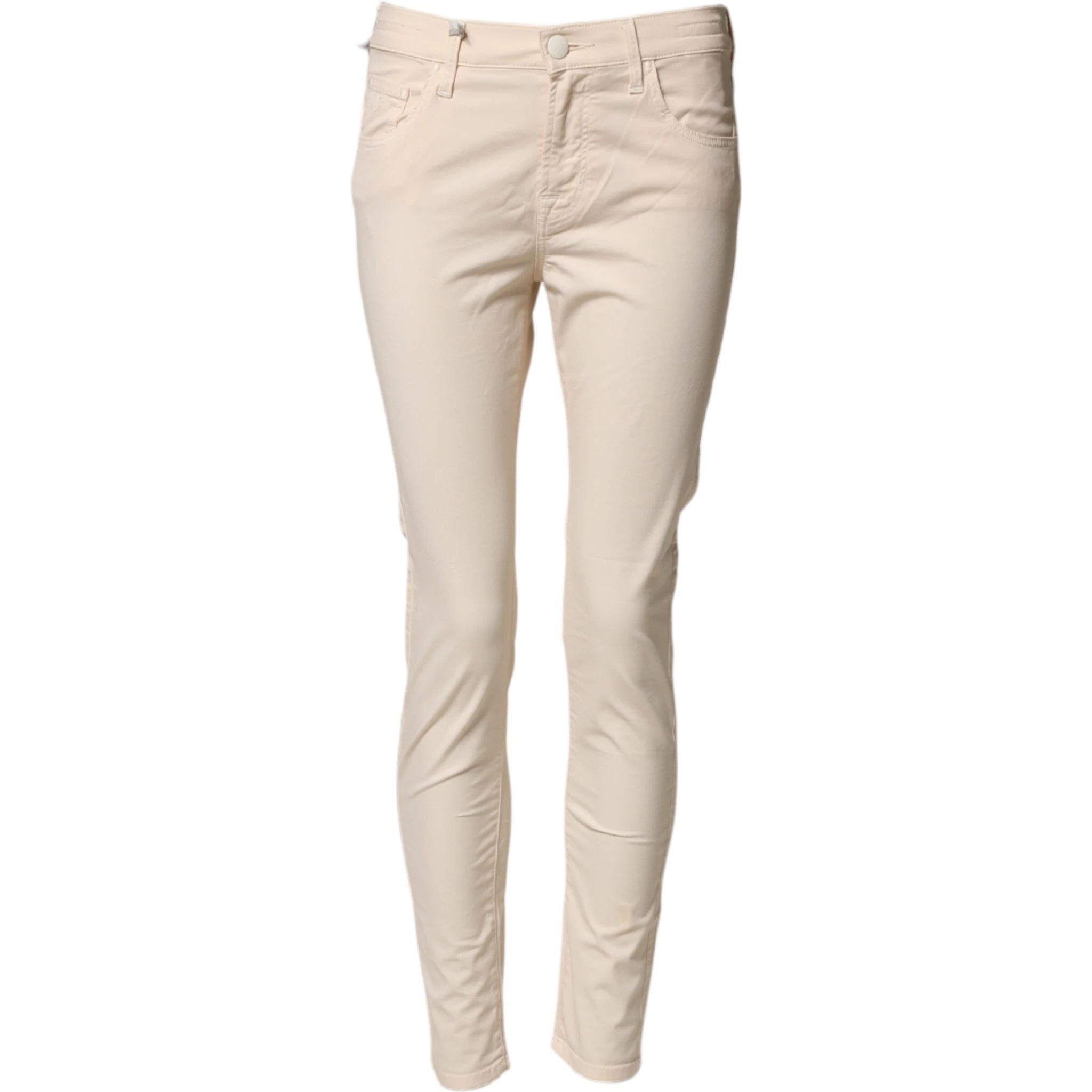 Beige Mid Waist Skinny Fit Denim Trouser Jeans