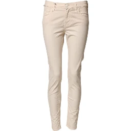 Beige Mid Waist Skinny Fit Denim Trouser Jeans