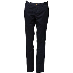 Navy Blue Straight Chino Mid Waist Pants