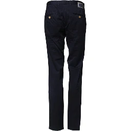 Navy Blue Straight Chino Mid Waist Pants
