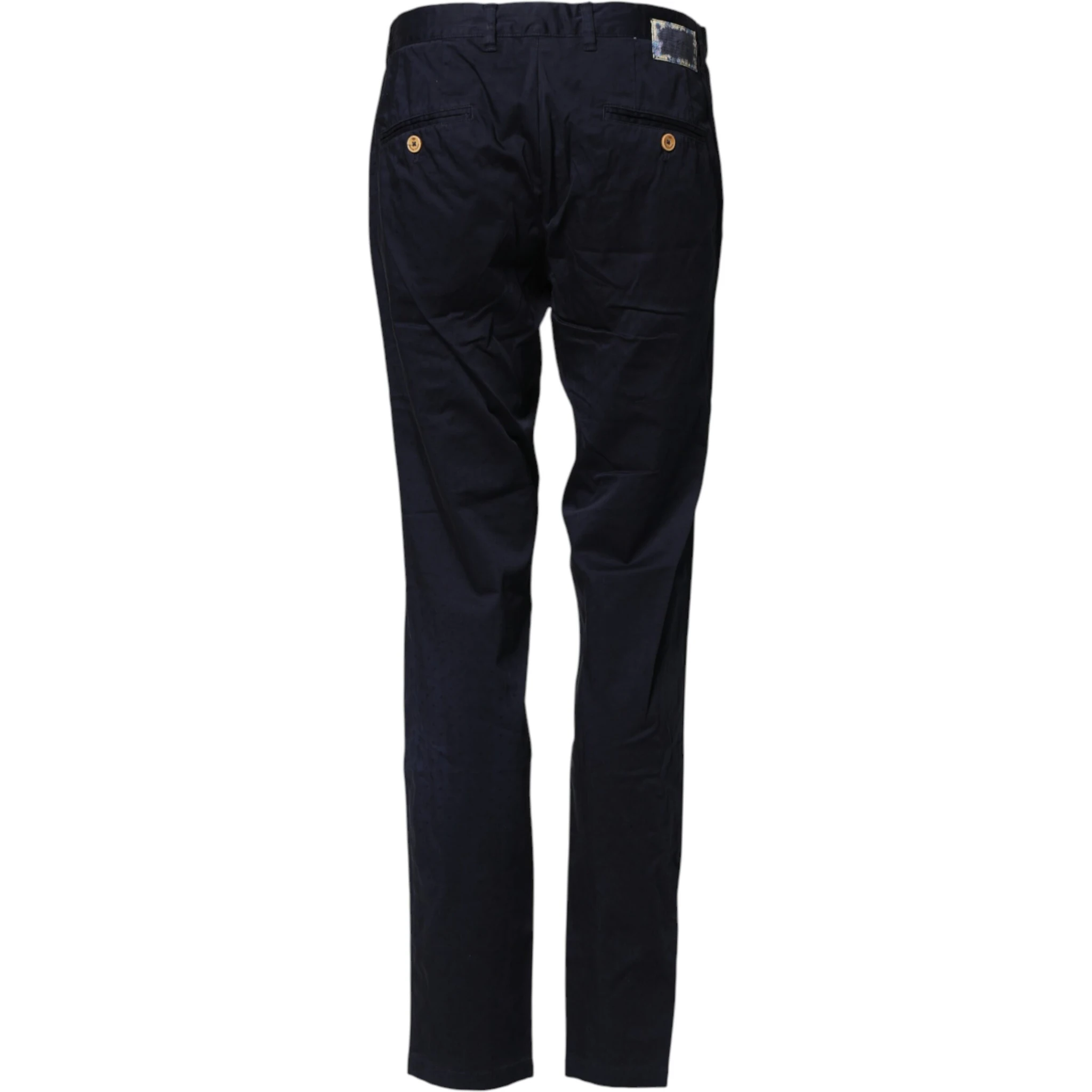 Navy Blue Straight Chino Mid Waist Pants