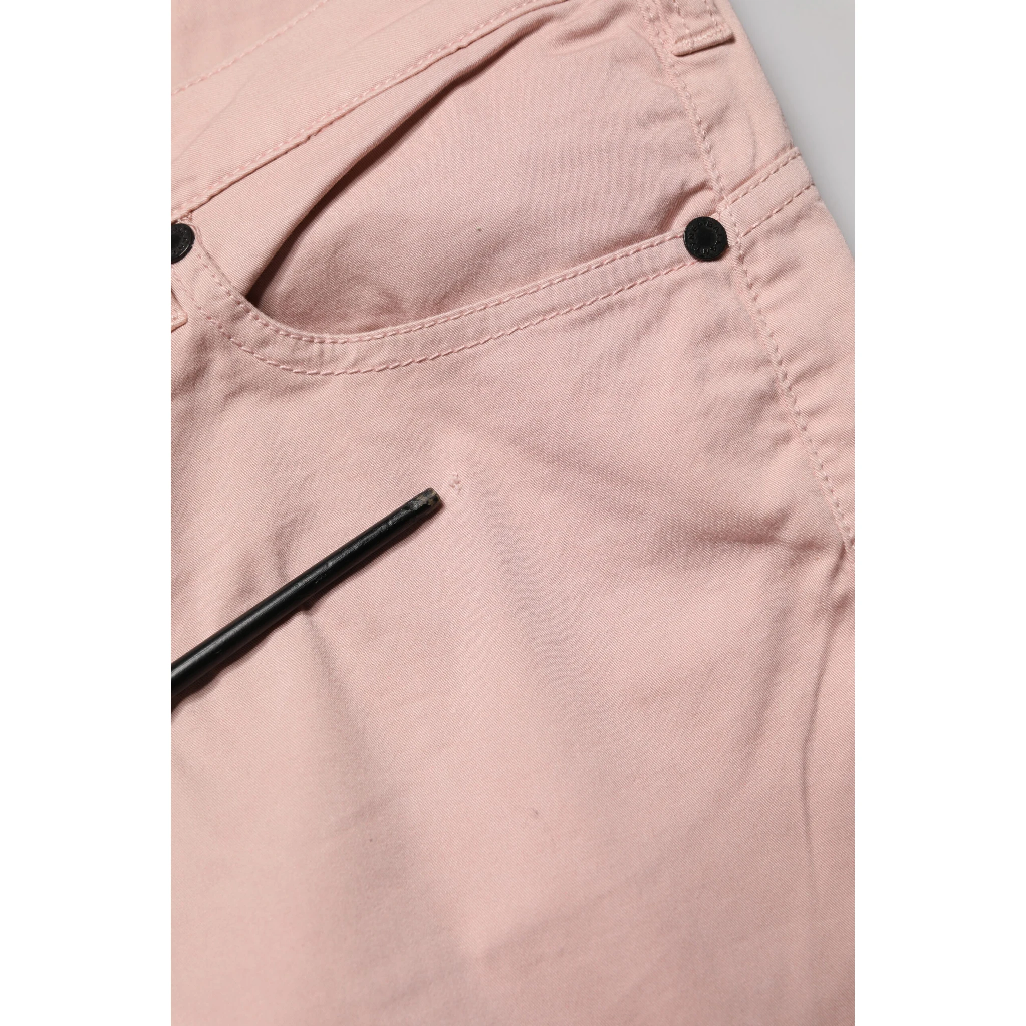 Light Pink Cotton Mid Waist Skinny Fit Denim Jeans