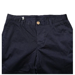 Navy Blue Straight Chino Mid Waist Pants