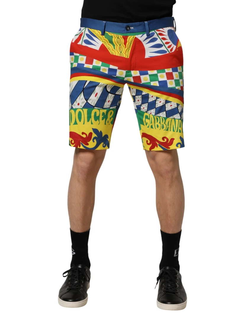 Multicolor Carretto Print Men Bermuda Shorts
