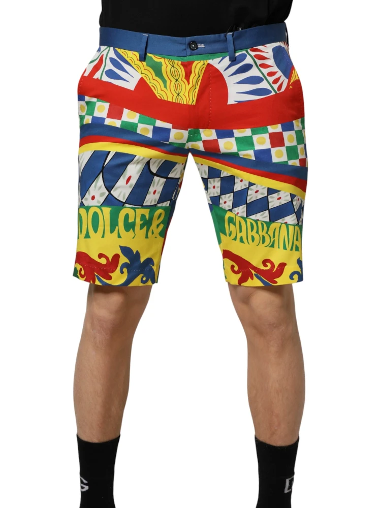 Multicolor Carretto Print Men Bermuda Shorts