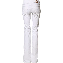 White Low Waist Bootcut Denim Jeans