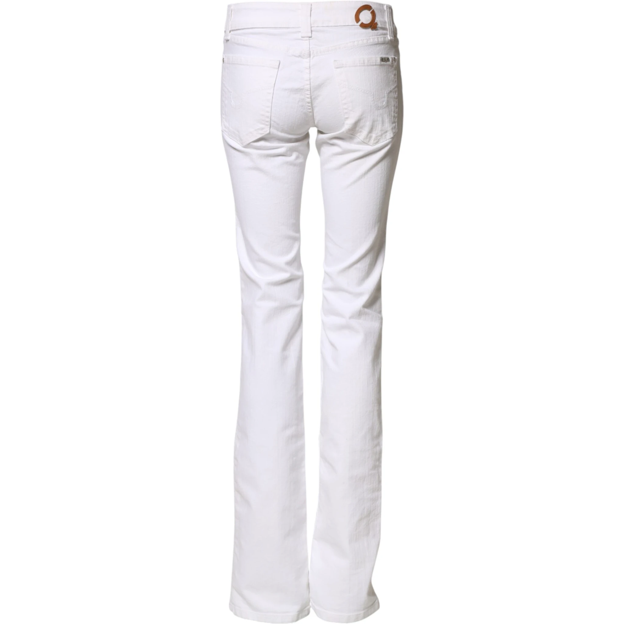 White Low Waist Bootcut Denim Jeans