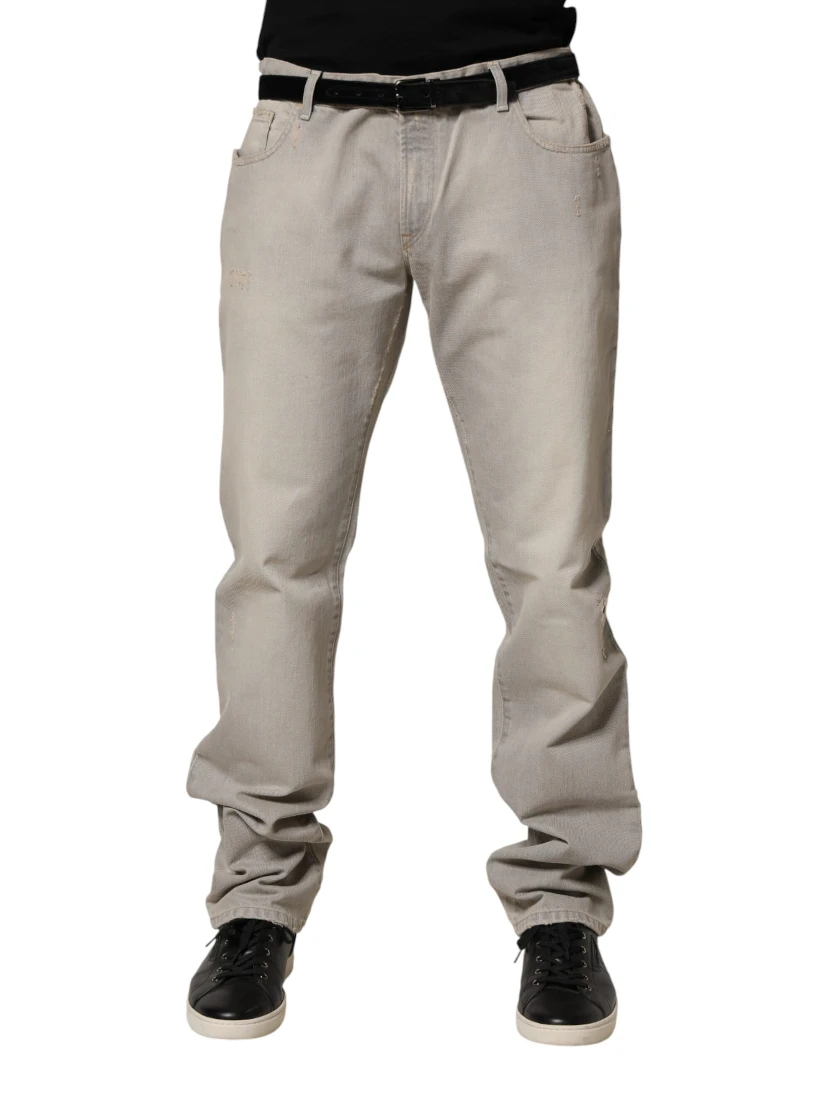 Light Gray Cotton Straight Denim Trouser Jeans