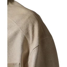 Beige Leather Button Down Men Casual Shirt