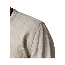 Off White Cotton Full Zip Denim Men Blouson Jacket