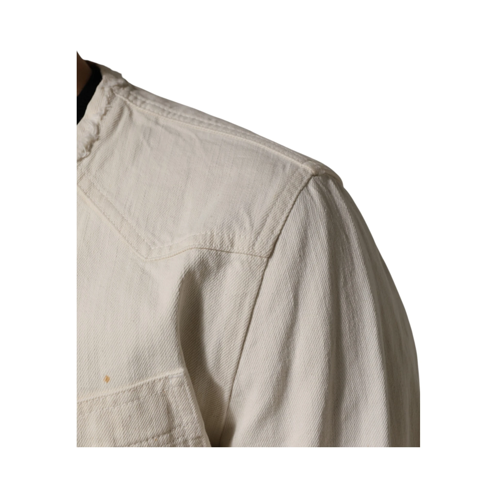 Off White Cotton Full Zip Denim Men Blouson Jacket
