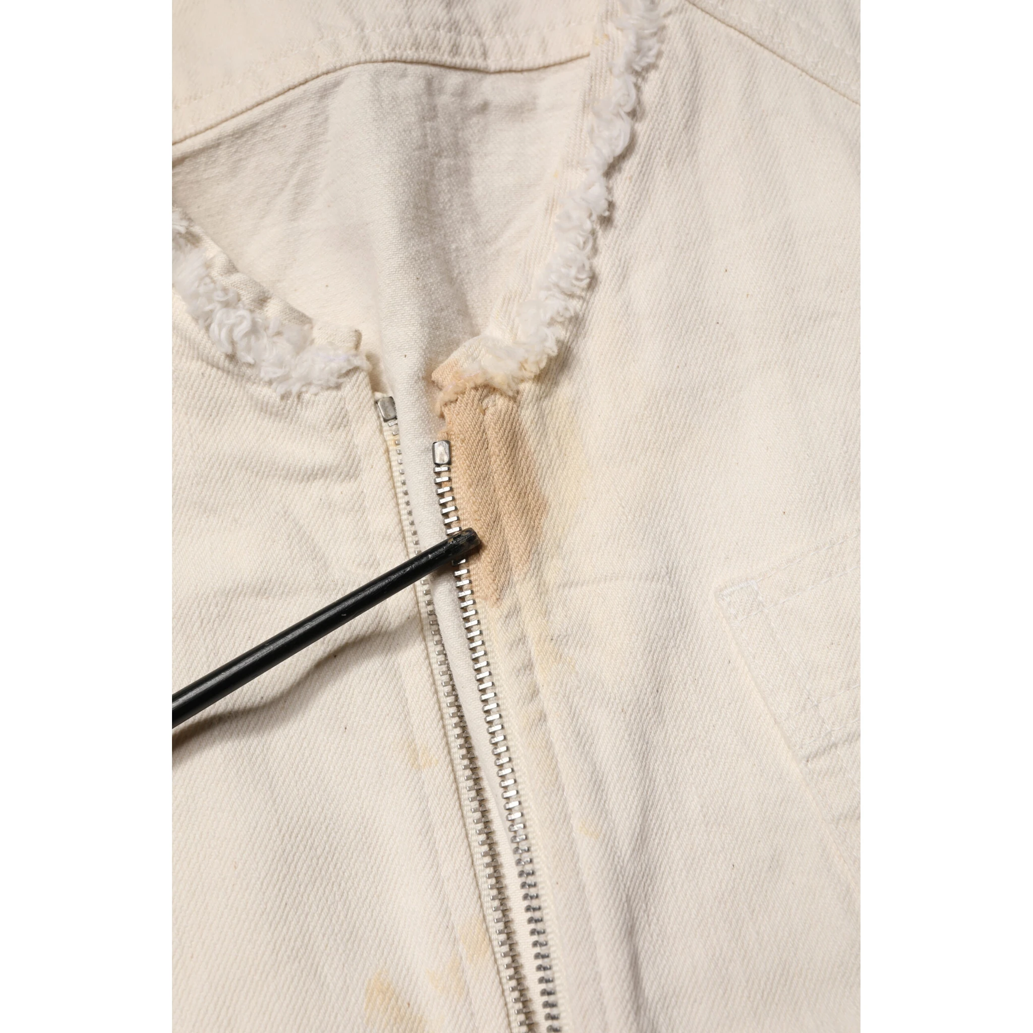 Off White Cotton Full Zip Denim Men Blouson Jacket