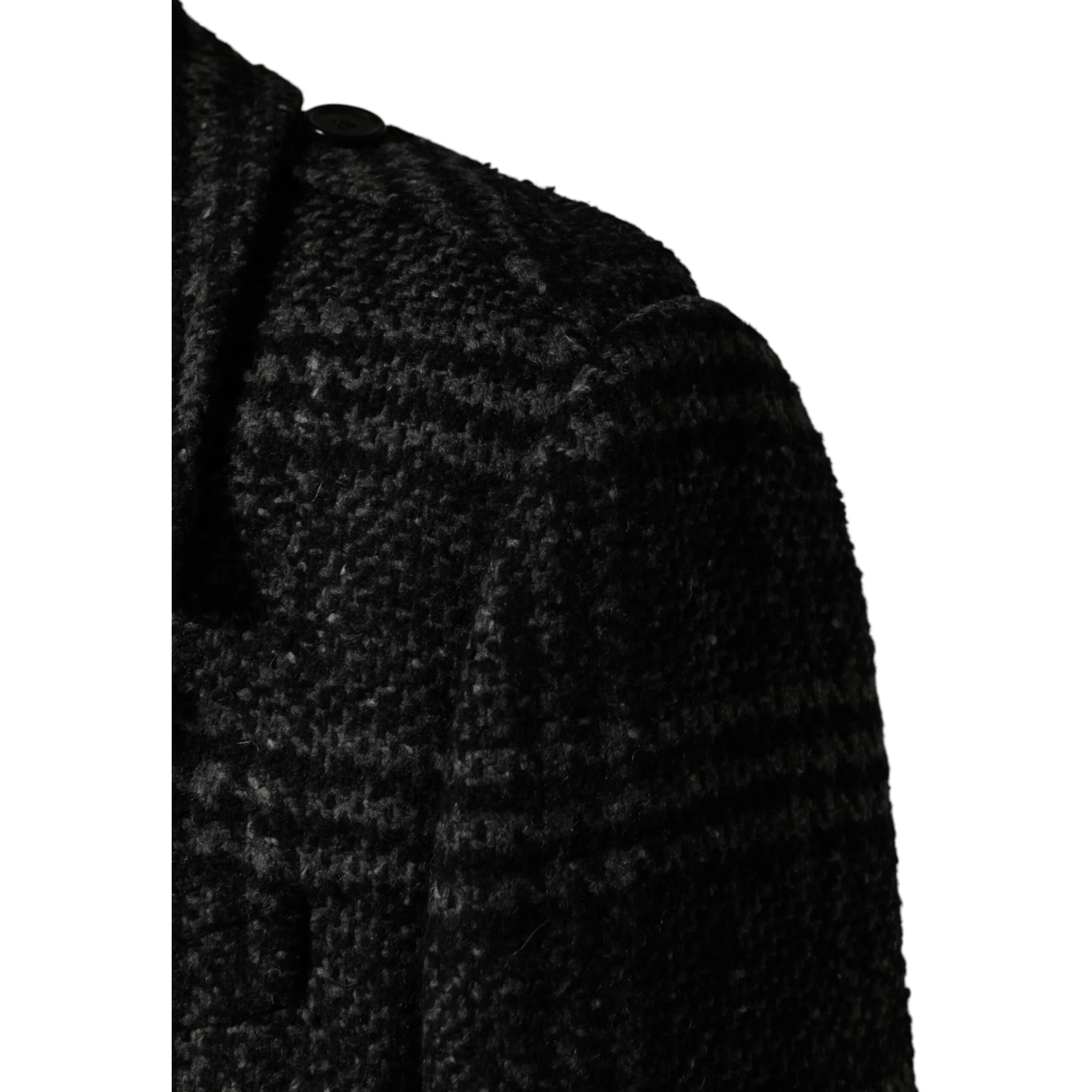 Grey Double Breasted Plaid Wool Coat Jacket