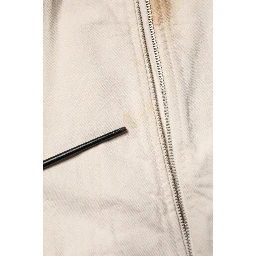 Off White Cotton Full Zip Denim Men Blouson Jacket