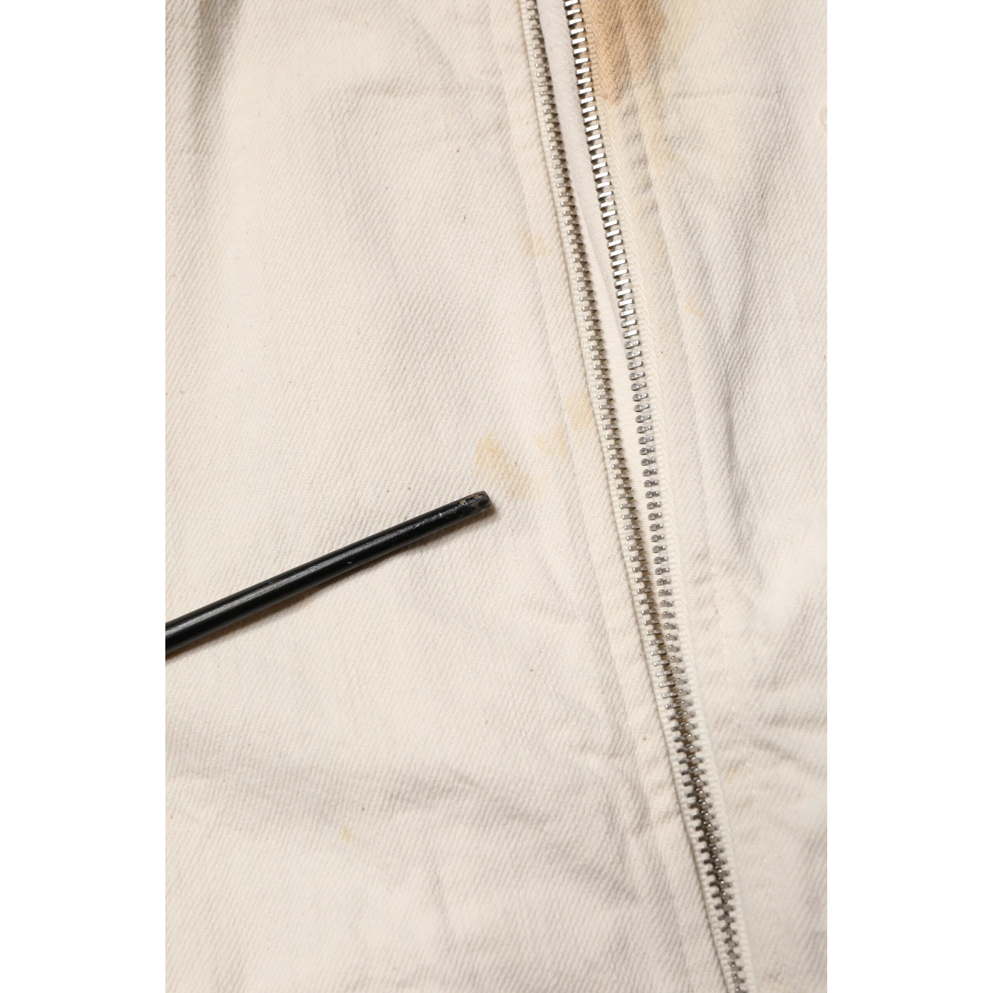 Off White Cotton Full Zip Denim Men Blouson Jacket