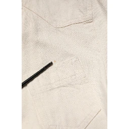 Off White Cotton Full Zip Denim Men Blouson Jacket