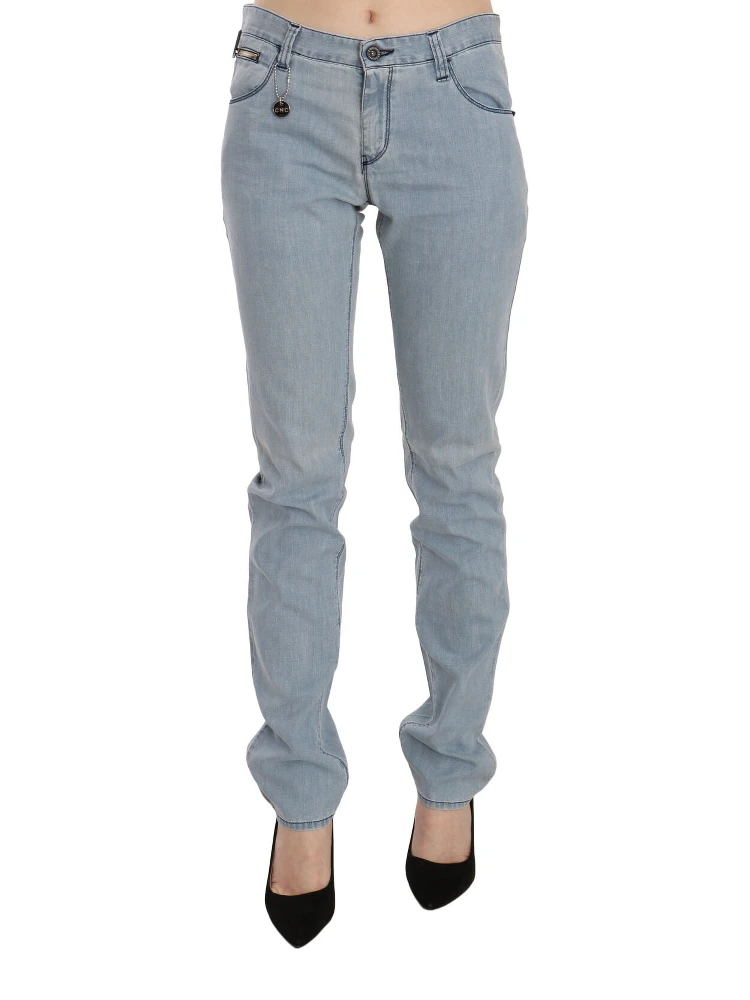 Light Blue Mid Waist Skinny Denim Jeans alternative