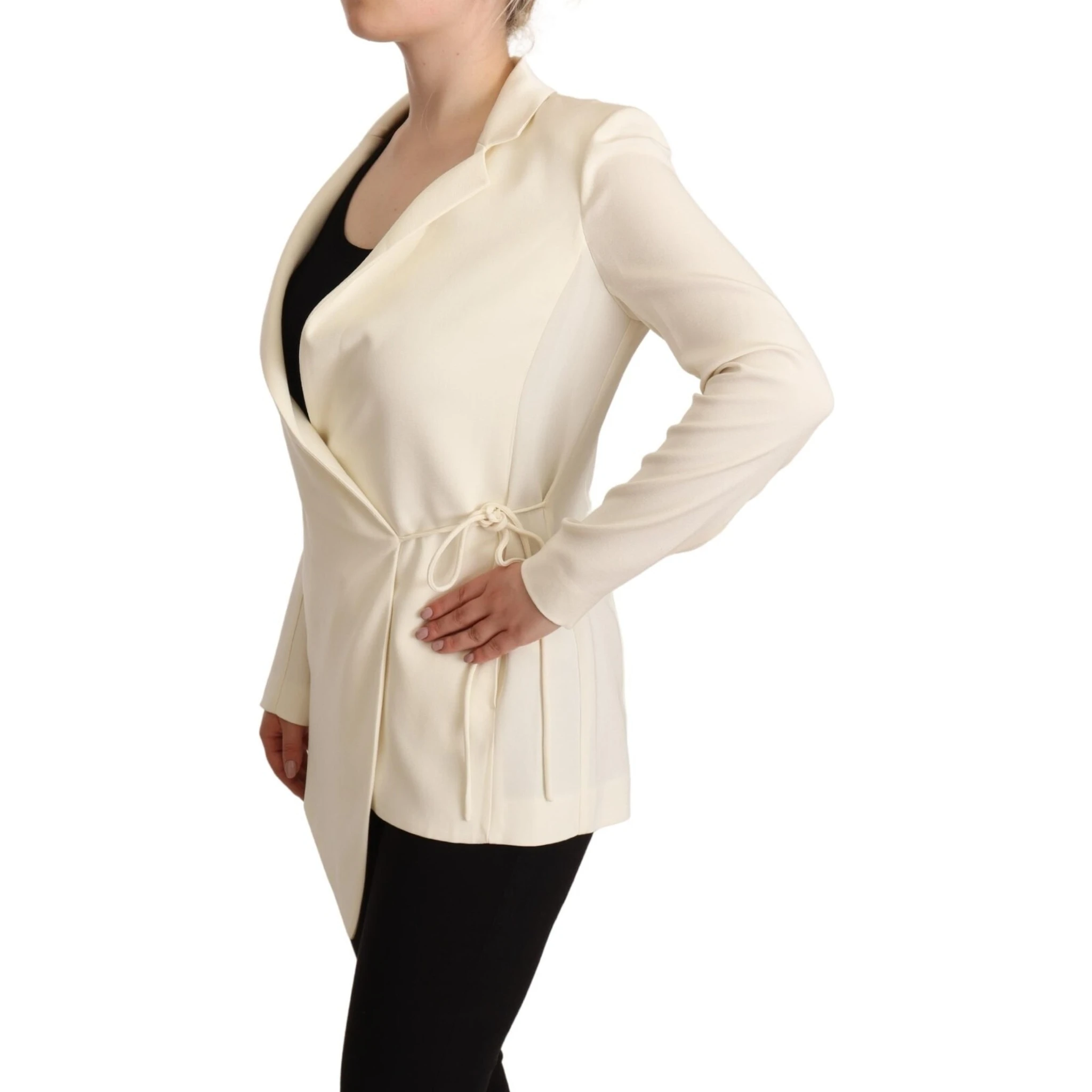 Wrap Off White Long Sleeves Viscose Blazer Jacket