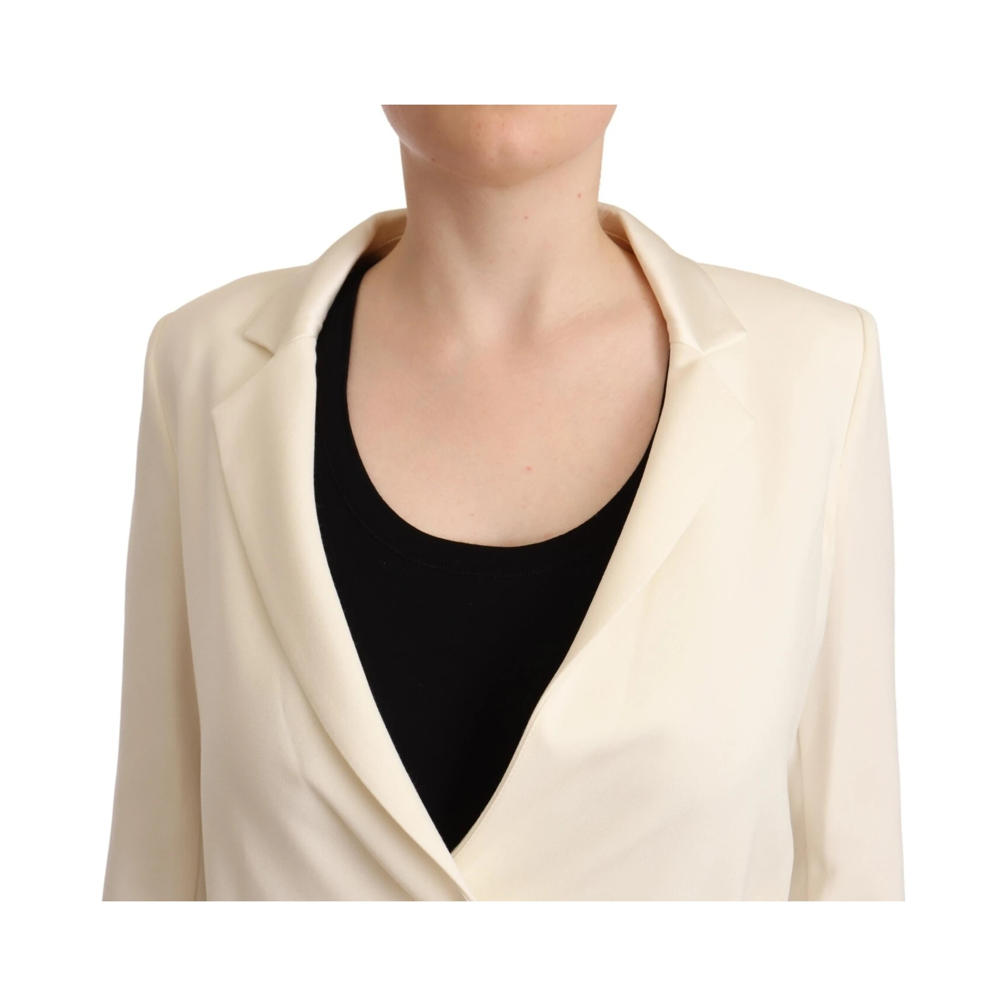 Wrap Off White Long Sleeves Viscose Blazer Jacket