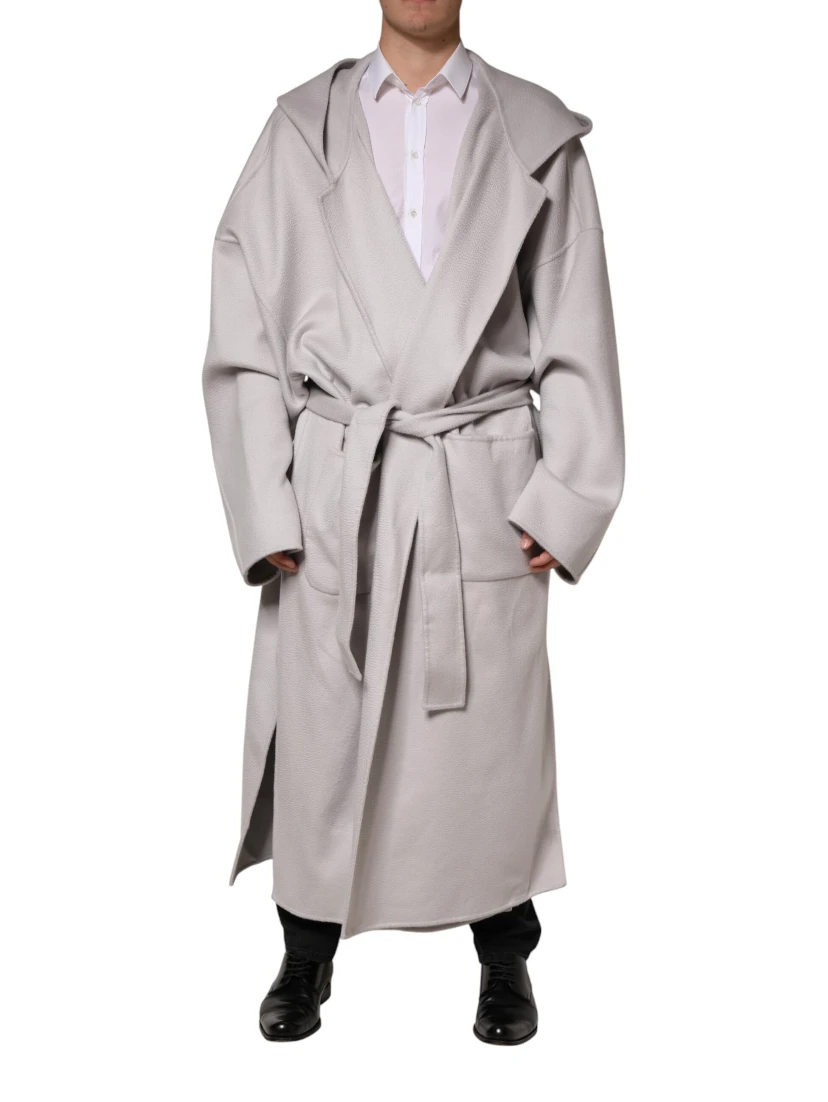 Off White Belted Long Trench Coat Men Jacket