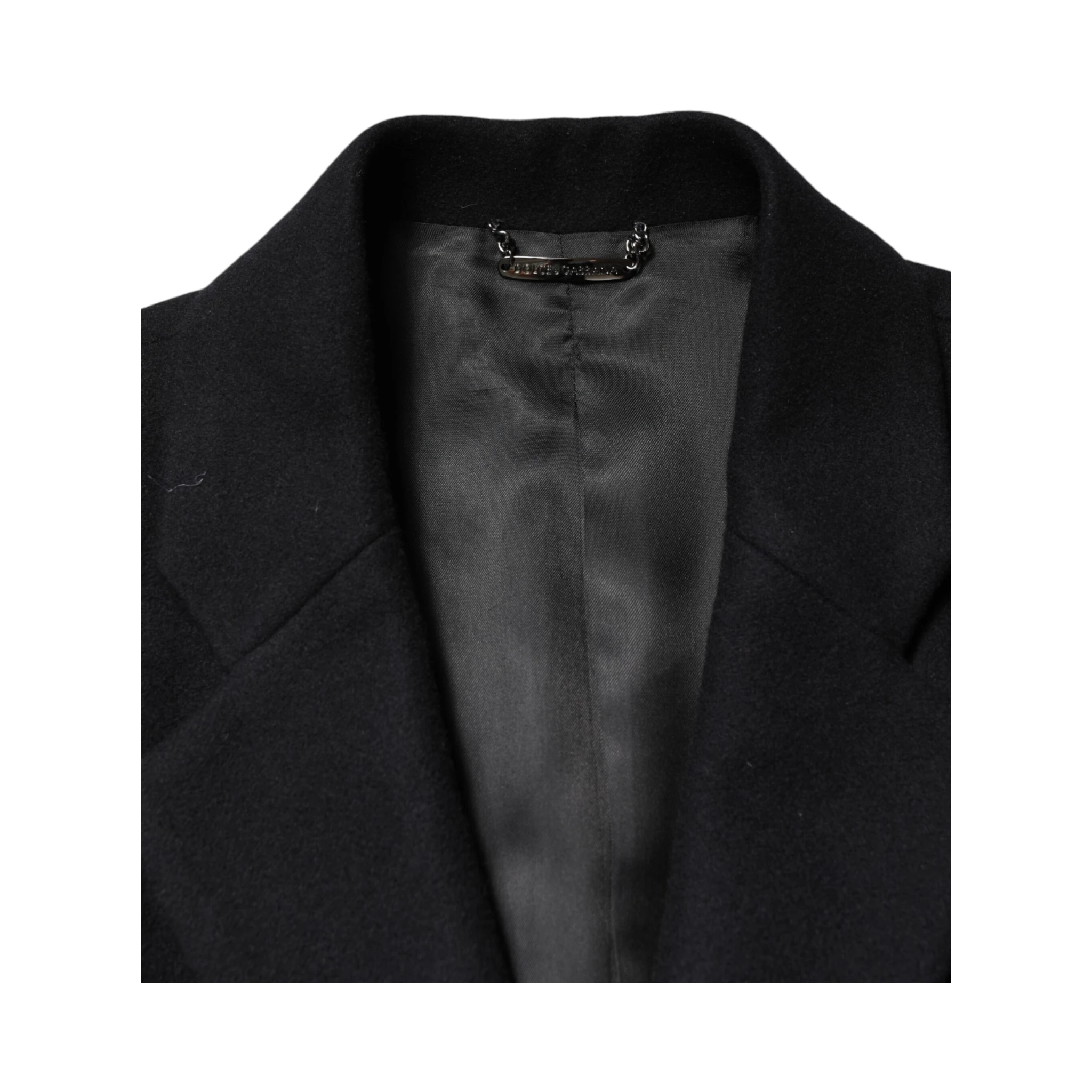 Black Wool Single Breasted Long Coat Jacket
