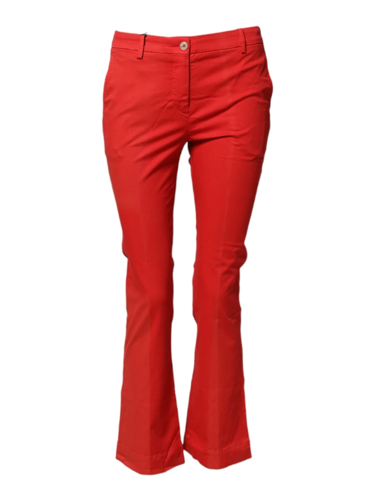 Red Flared Mid Waist Chino Casual Trouser Pants alternative