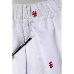 White Floral Tapered High Waist Cropped Pants