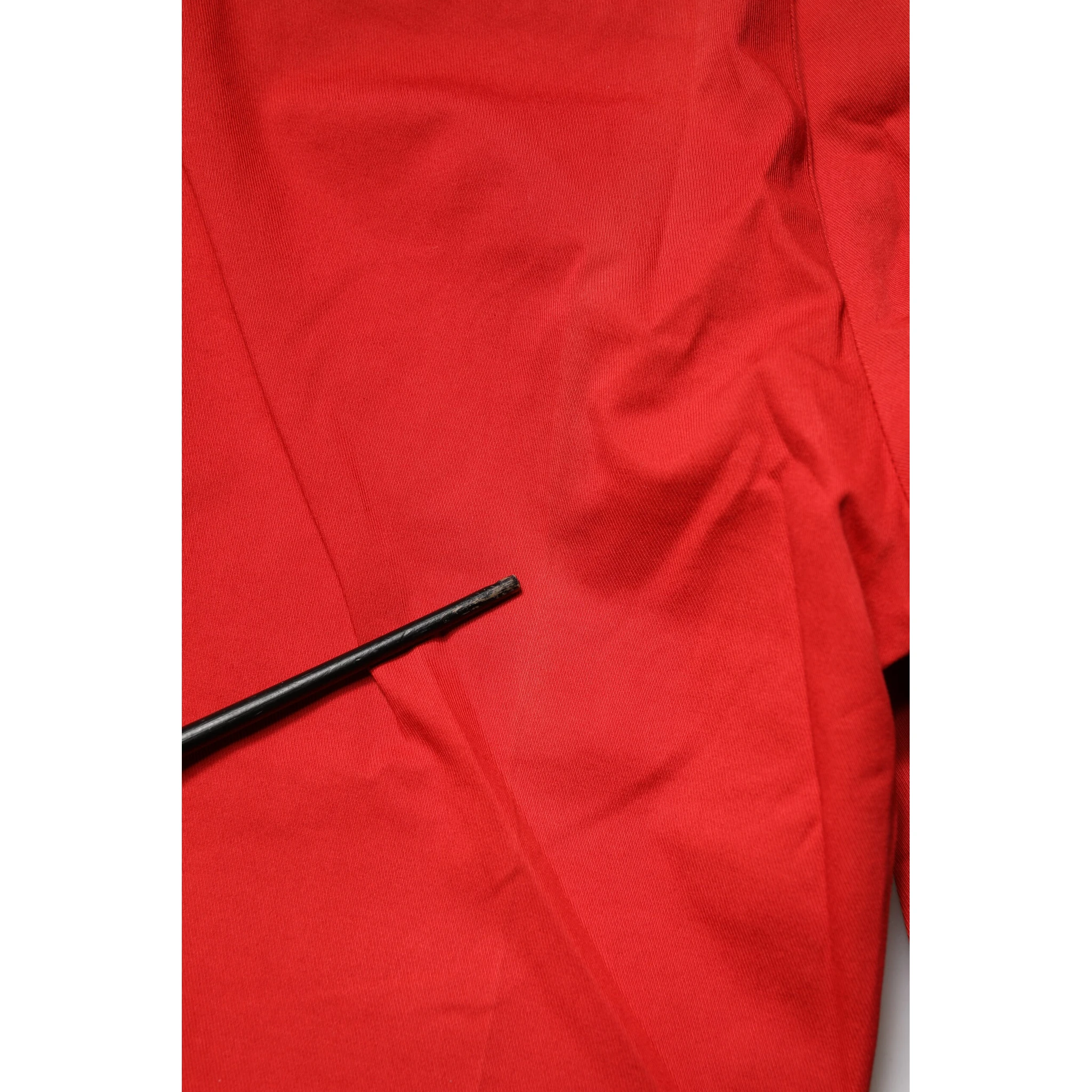 Red Flared Mid Waist Chino Casual Trouser Pants