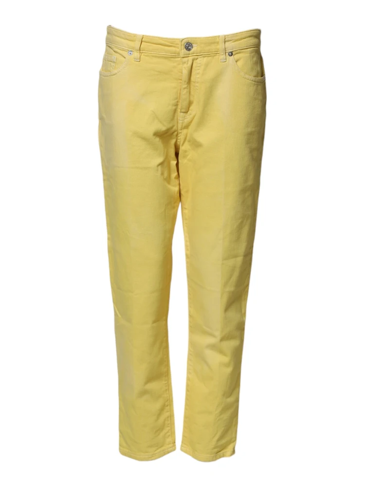 Yellow Tapered Mid Waist Denim Trouser Jeans