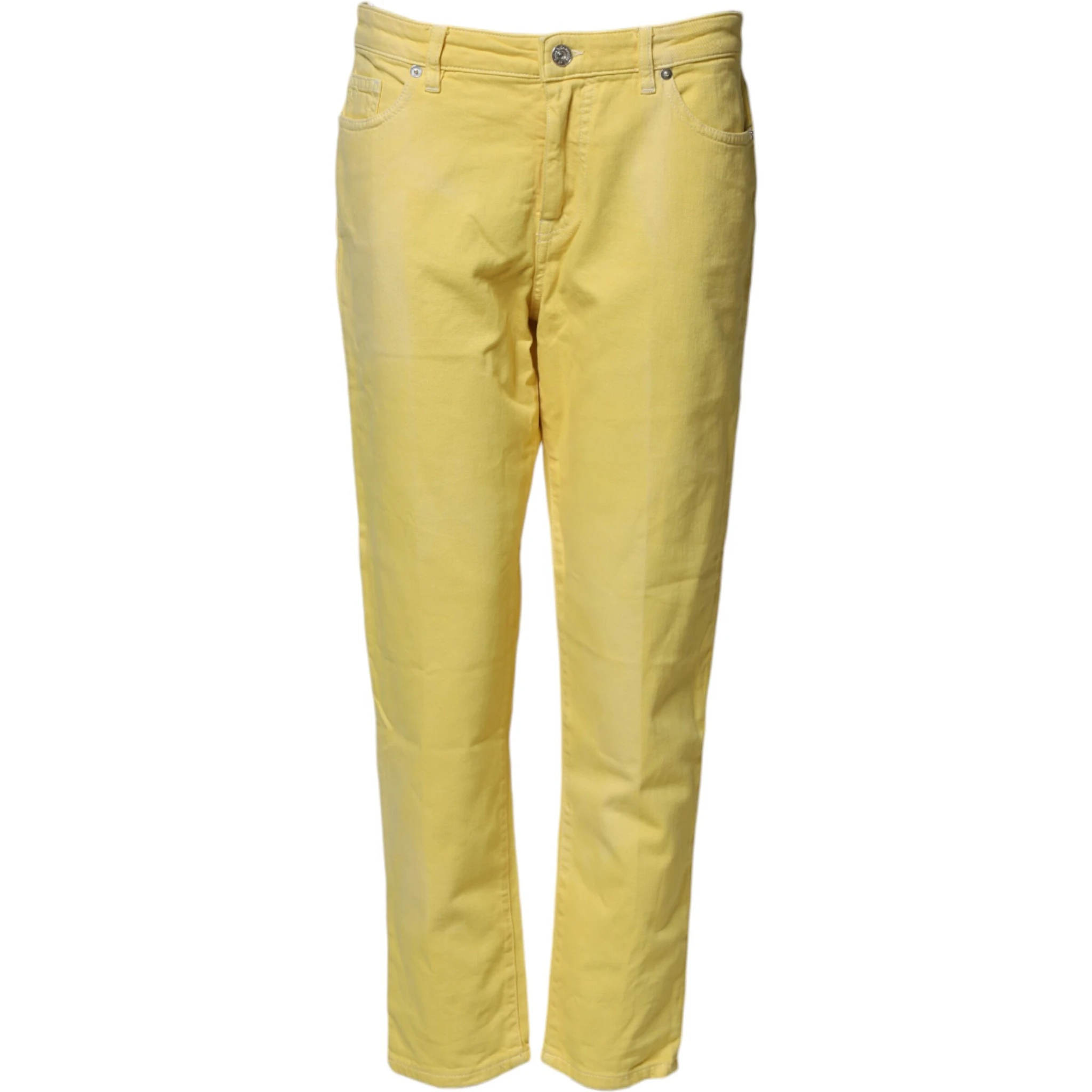 Yellow Tapered Mid Waist Denim Trouser Jeans