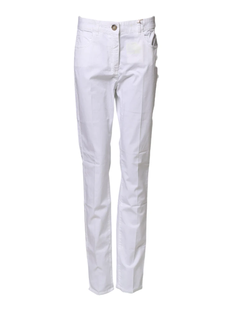 White Cotton Skinny Mid Waist Chino Trouser Pants alternative