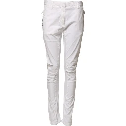 White Mid Waist Skinny Chino Cotton Trouser Pants