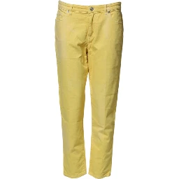 Yellow Tapered Mid Waist Denim Trouser Jeans