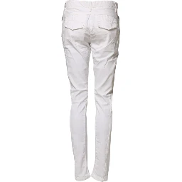 White Mid Waist Skinny Chino Cotton Trouser Pants
