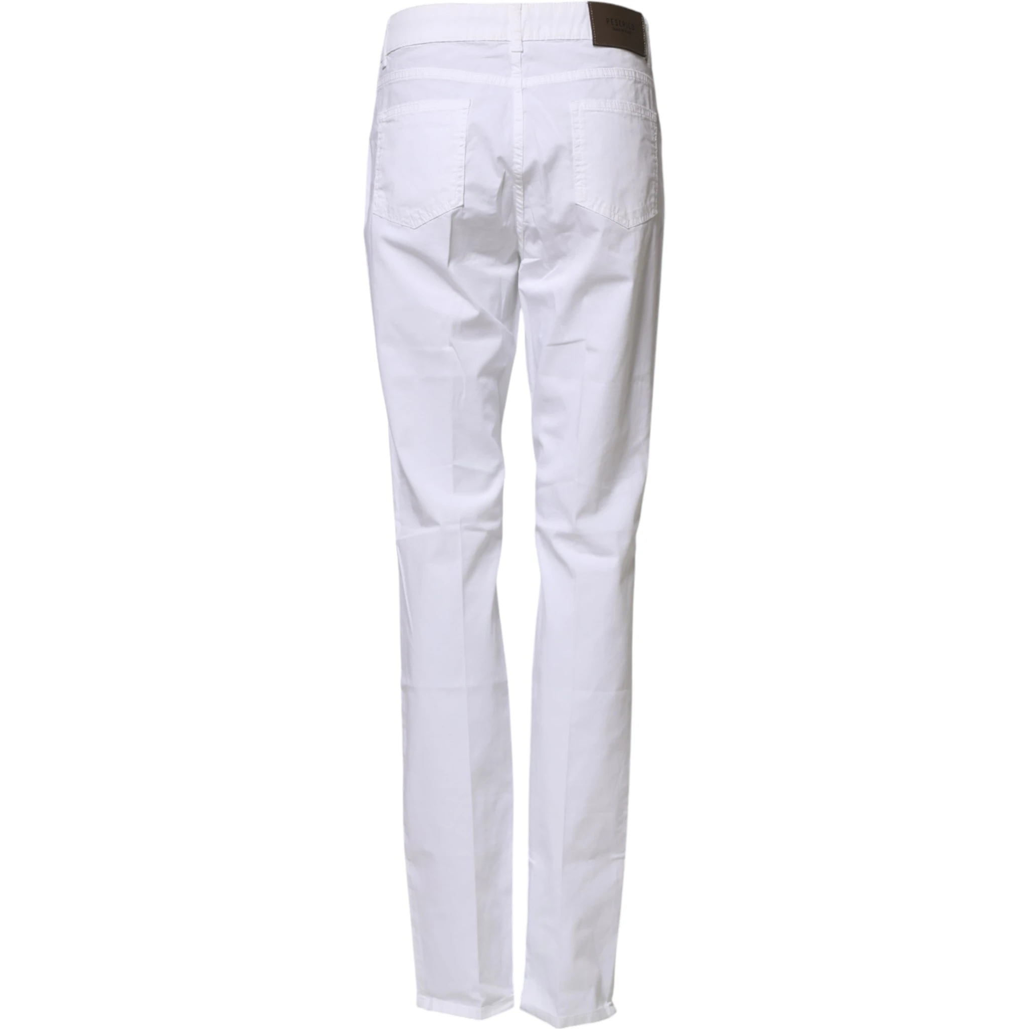 White Cotton Skinny Mid Waist Chino Trouser Pants