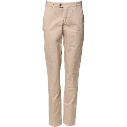Beige Straight Mid Waist Chino Trouser Casual Pants