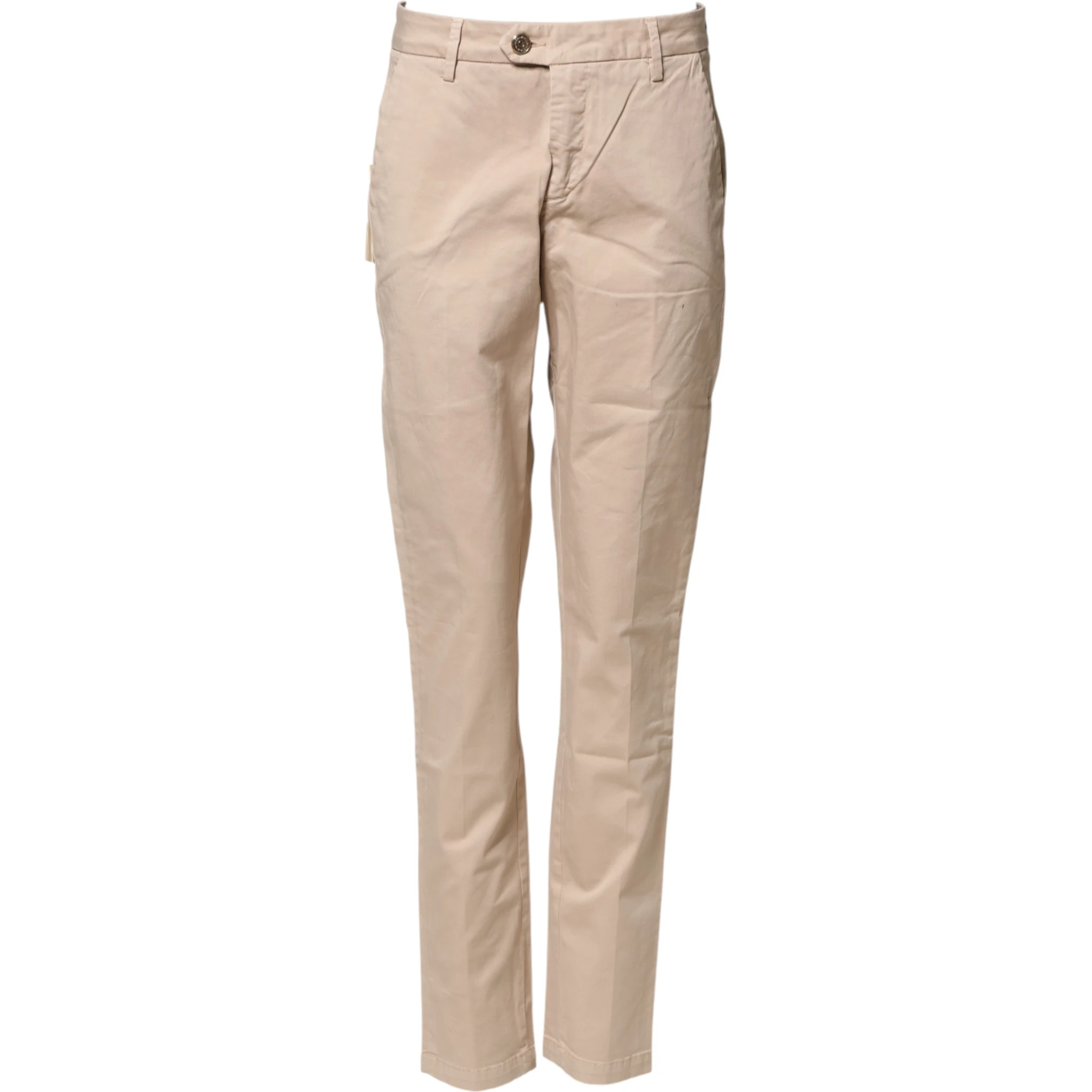 Beige Straight Mid Waist Chino Trouser Casual Pants