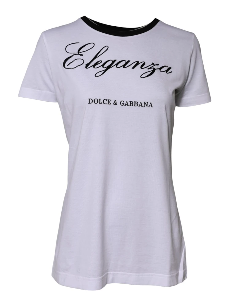 White Eleganza Cotton Crew Neck Tee T-shirt alternative