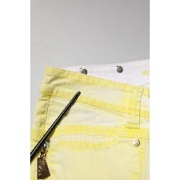 Yellow Cotton Bootcut Low Waist Denim Trouser Jeans
