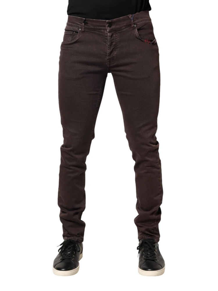 Brown Cotton Mid Waist Skinny Men Denim Jeans alternative