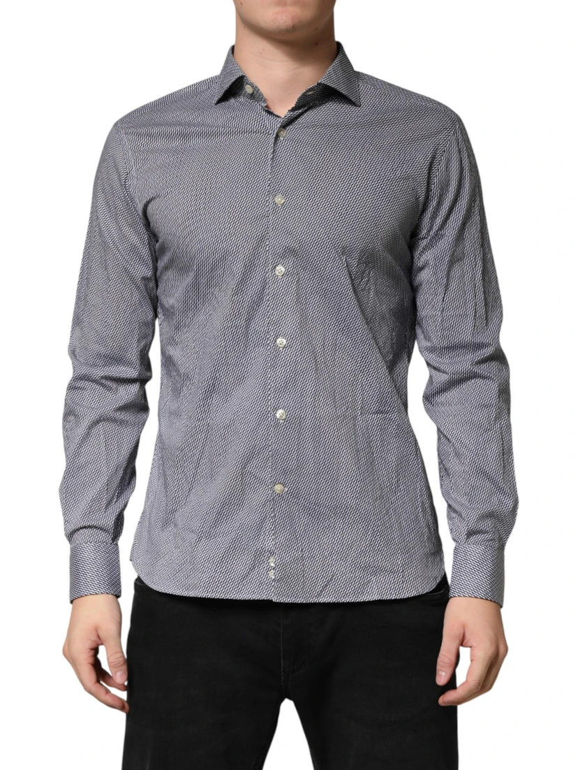 Gray Patterned Long Sleeves Dress Shirt