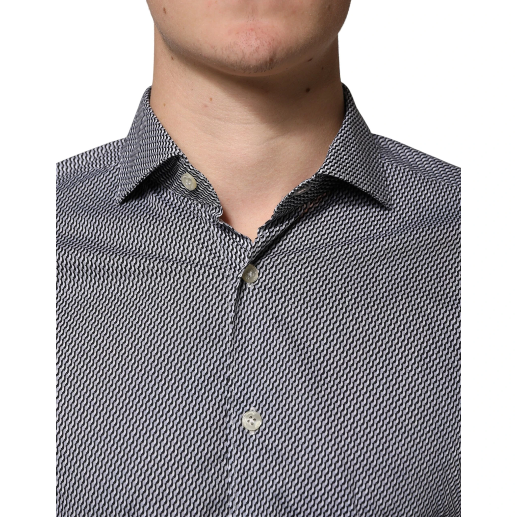 Gray Patterned Long Sleeves Dress Shirt