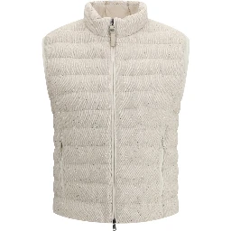 Beige Goose Down Sleveless Jacket